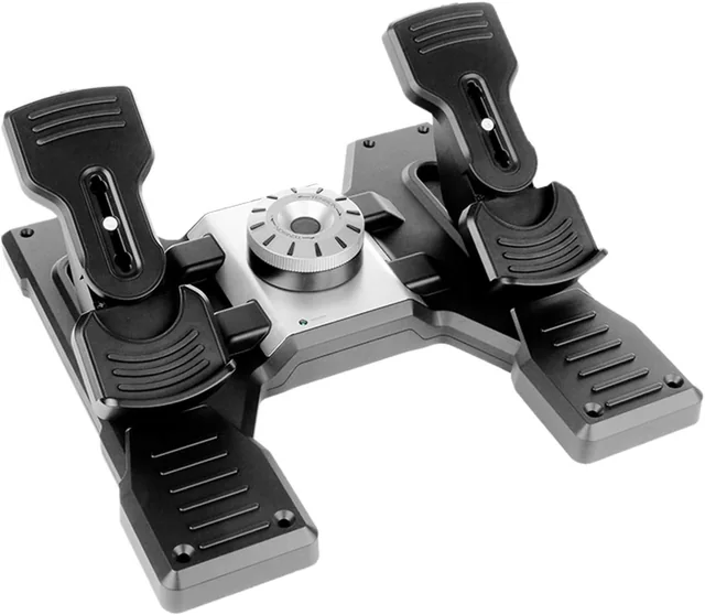 Logitech G Pro Flight rudder pedals with foot rests