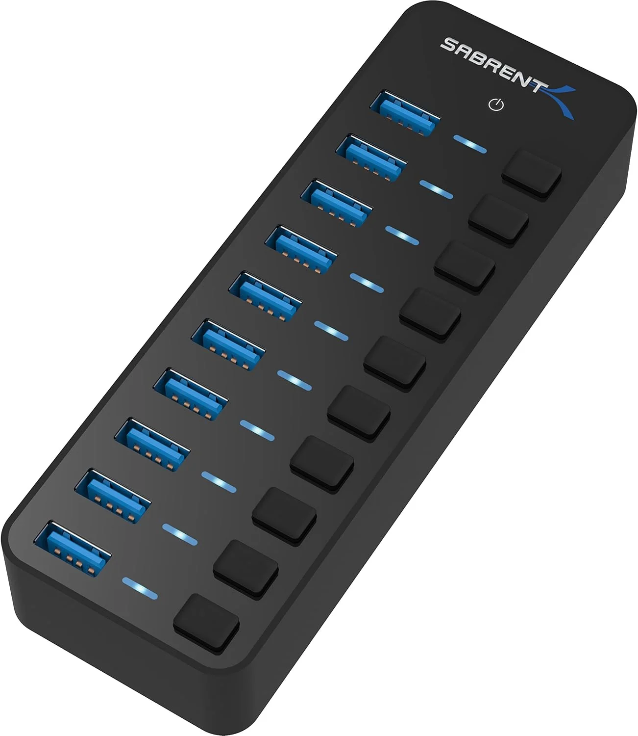 Sabrent HB-BU10 powered USB 3.0 hub with ten ports and individual switches